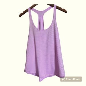 Lululemon 105F Women's Scalloped Racerback Tank Top Pink Grey Stripe Size: 4